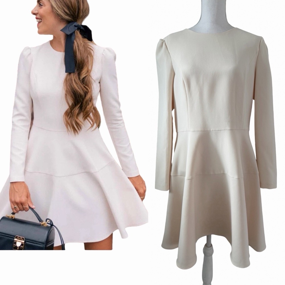 Gal Meets Glam Celeste Fit & Flare Mini Dress Size 16 Ivory Special Occasion NWT